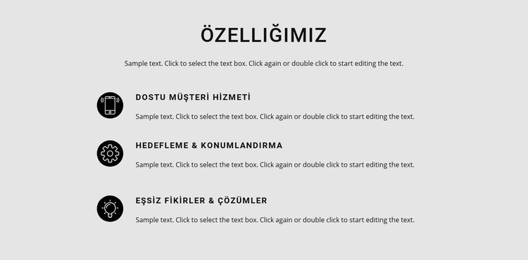 Özellik listesi CSS Şablonu