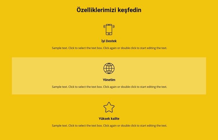 Özellikler listesi CSS Şablonu