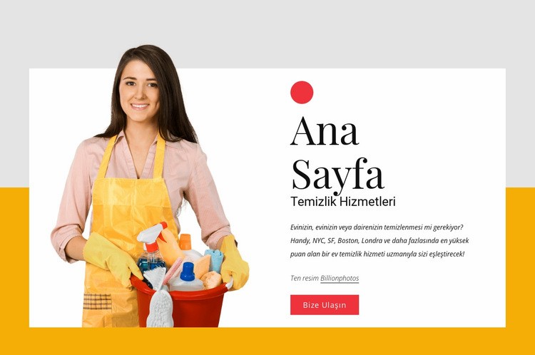 Çevre dostu ev temizlik hizmeti Web sitesi tasarımı