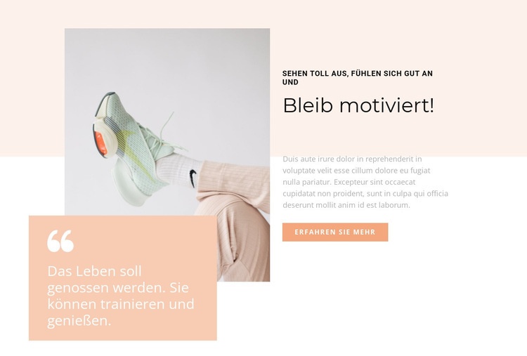 Sport beginnt mit Stil Website-Modell