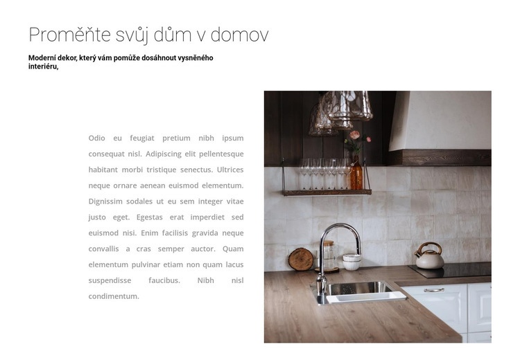 Útulný design kuchyně Webový design