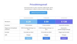 Prissättning Tabell Mall Responsiv Webbplats