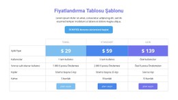 Fiyatlandırma Tablosu Şablonu Duyarlı Site