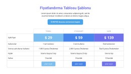 Fiyatlandırma Tablosu Şablonu - Duyarlı HTML5 Şablonu