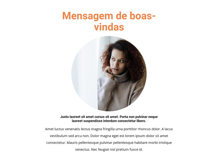 Imagem e texto de saudação Modelo HTML