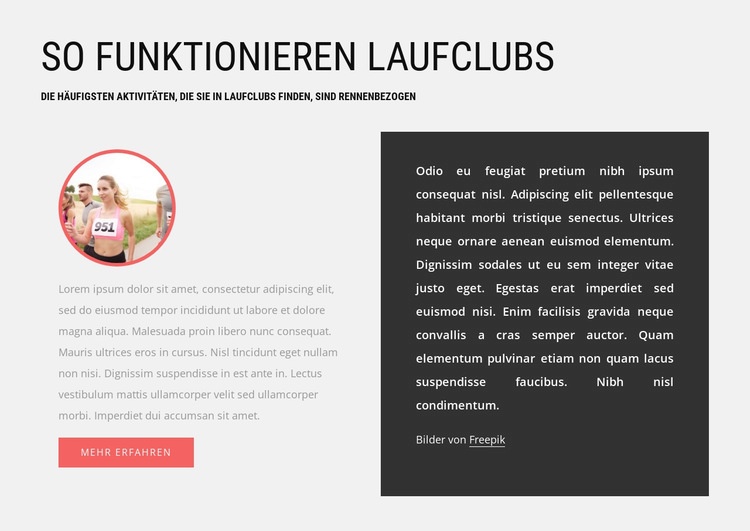 So funktionieren Laufclubs Website Builder-Vorlagen
