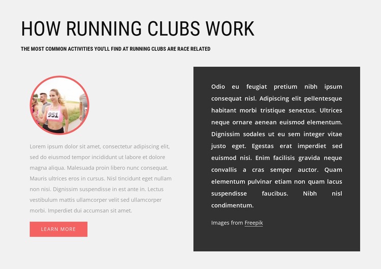 How running clubs work Homepage Design