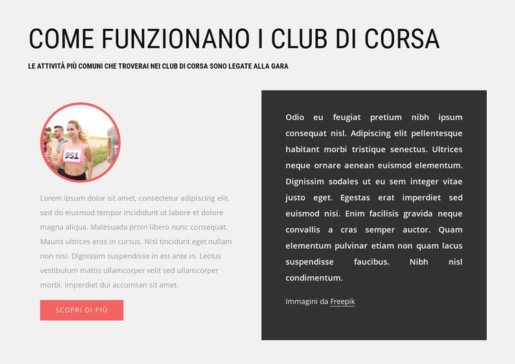 Come funzionano i club di corsa Costruttore di siti web HTML