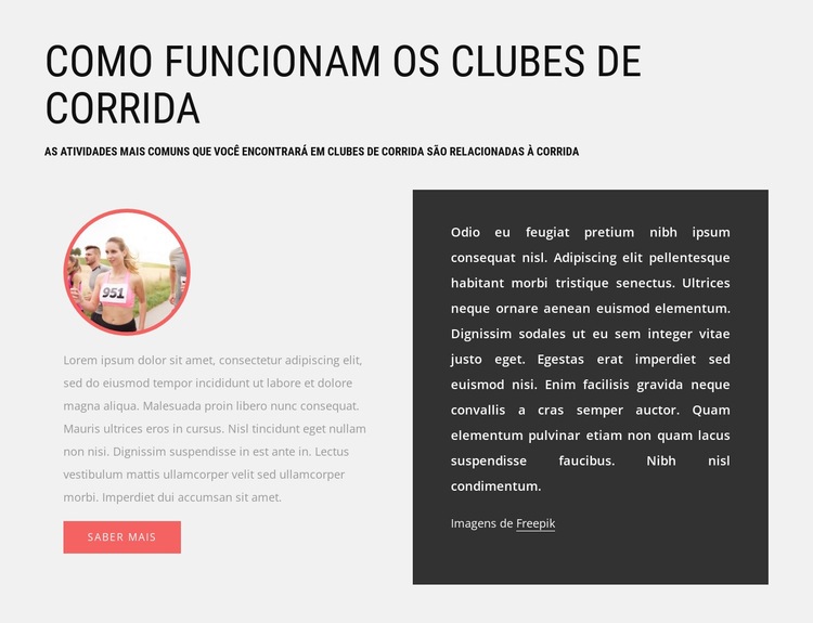 Como funcionam os clubes de corrida Modelos de construtor de sites