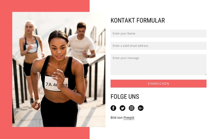 Kontaktformular für Laufclubs Website design