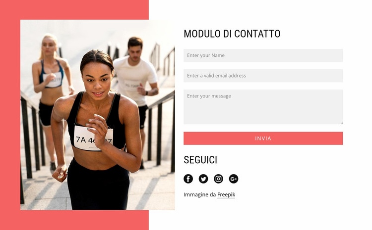 Modulo di contatto del club podistico Costruttore di siti web HTML