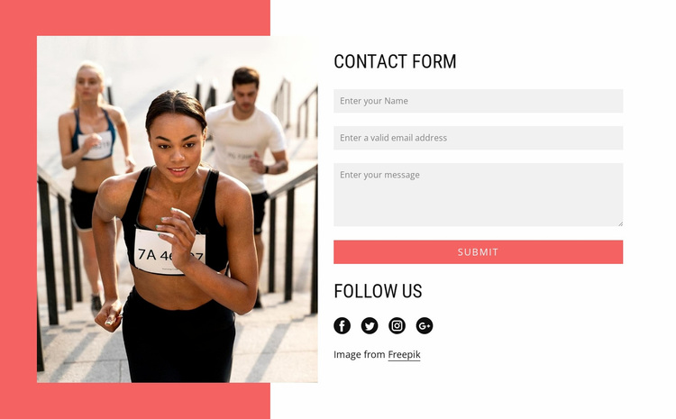 Running club contact form Website Design