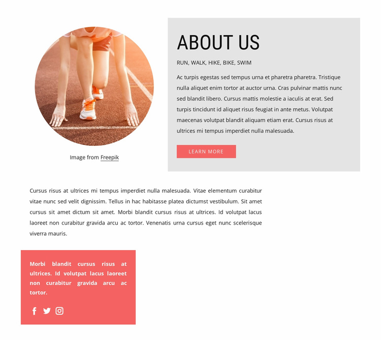 Text, button and circle image eCommerce Template