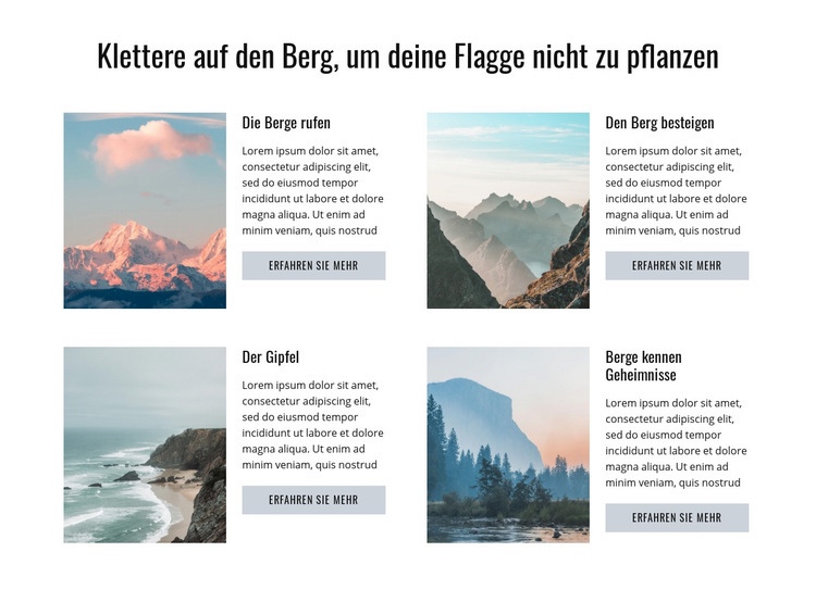 Den Berg besteigen Landing Page