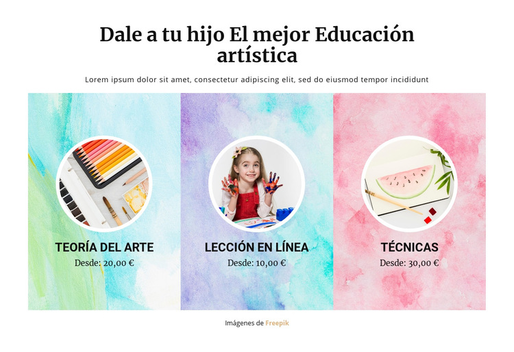Escuela de Arte Plantilla de sitio web