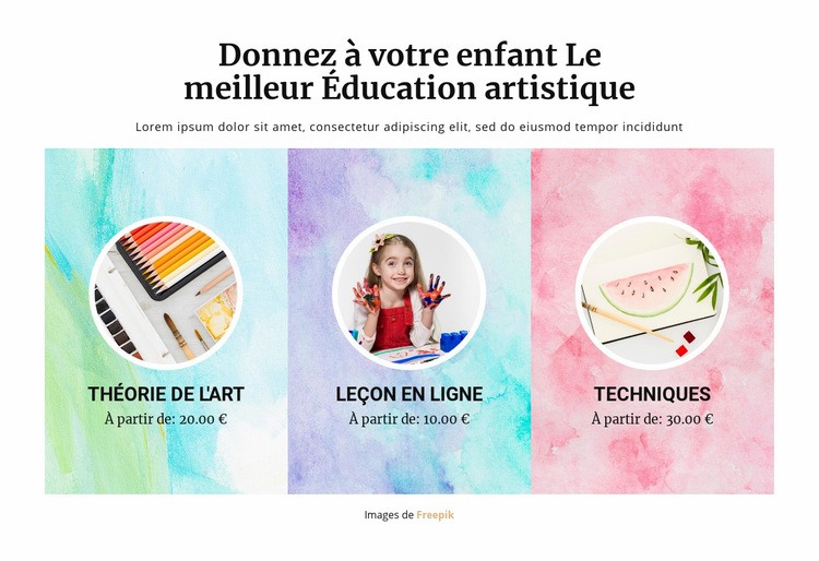 École d'art Maquette de site Web
