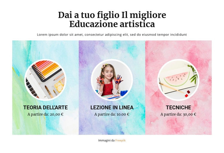 Scuola d'arte Costruttore di siti web HTML