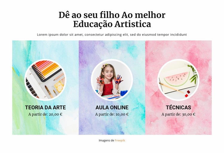 Escola de Artes Maquete do site