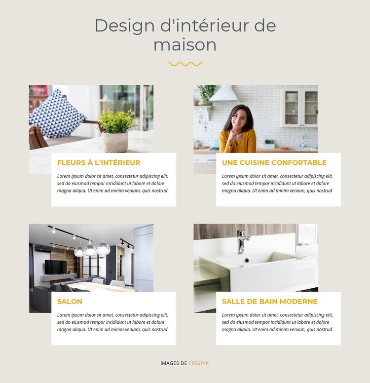 Design d'intérieur de maison Maquette de site Web