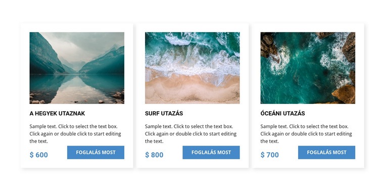 Óceáni utazás Weboldal tervezés
