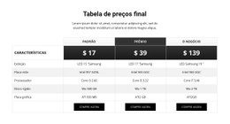 Design De Tabela De Preços Simples