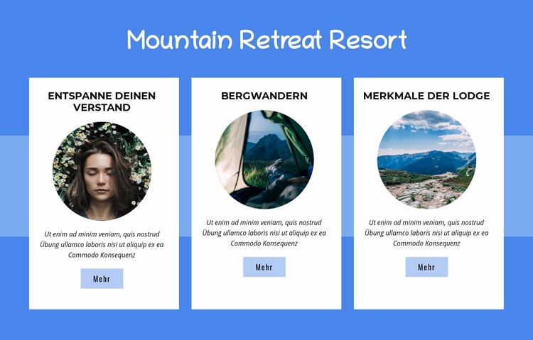 Mountain Retreat Resort Eine Seitenvorlage