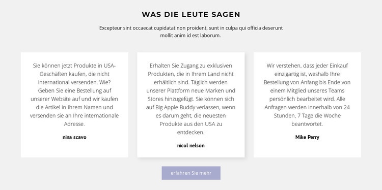 Drei Textfelder mit Schatten Website-Modell