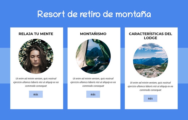 Resort de retiro de montaña Maqueta de sitio web