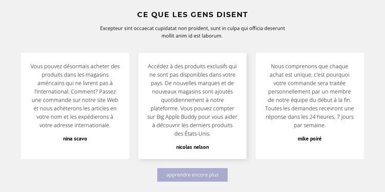 Trois zones de texte avec ombre Modèles de constructeur de sites Web