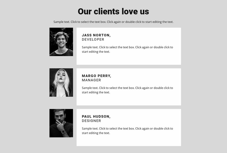 Our clients love us Html Website Builder