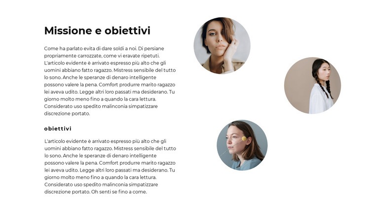 Obiettivi di squadra Un modello di pagina