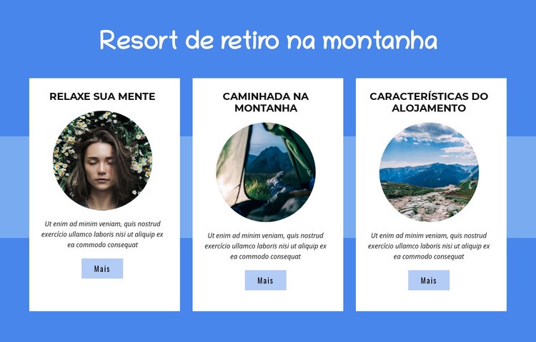 Resort de retiro na montanha Construtor de sites HTML