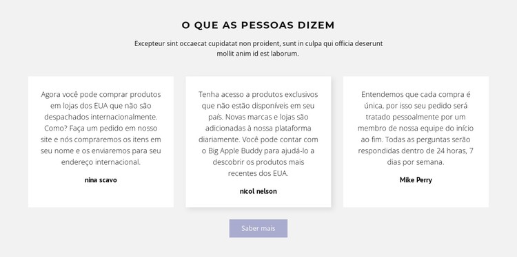 Três caixas de texto com sombra Template CSS