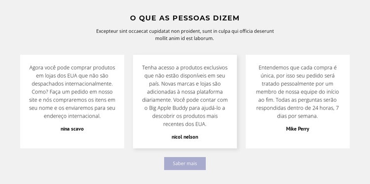 Três caixas de texto com sombra Landing Page