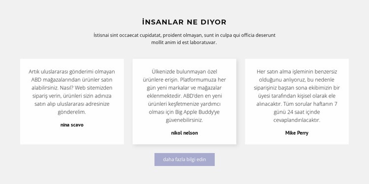 Gölgeli üç metin kutusu Web sitesi tasarımı