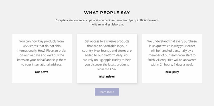 Three text boxes with shadow eCommerce Template