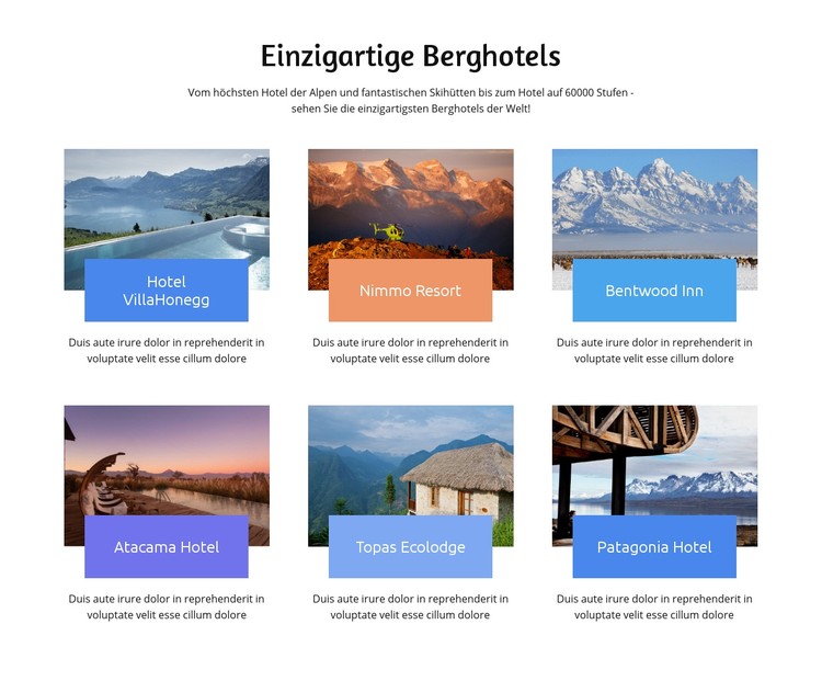 Einzigartige Berg-Hotesls CSS-Vorlage