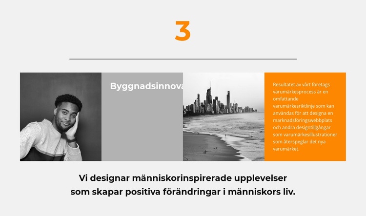 Fyra kolumner med text och foton Webbplats mall
