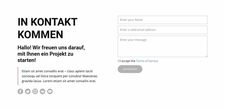 Kontaktieren Sie uns und folgen Sie uns HTML5-Vorlage