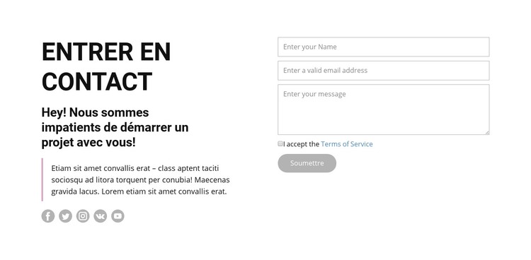 Contactez-nous et suivez-nous Modèle CSS
