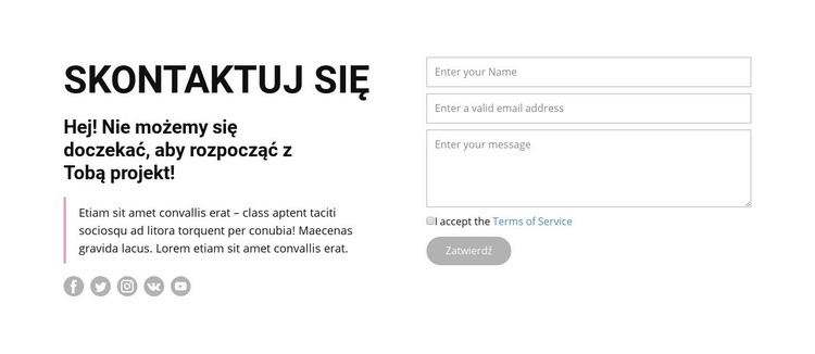 Skontaktuj się i śledź nas Szablon jednej strony