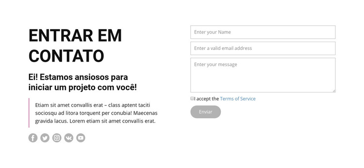 Entre em contato e siga-nos Modelo HTML