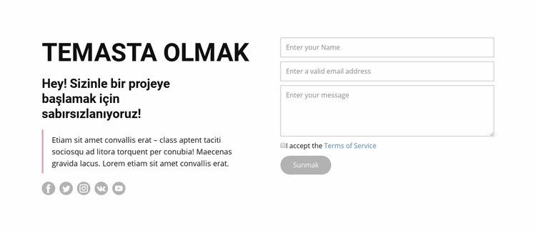 İletişime geçin ve bizi takip edin Html Web Sitesi Oluşturucu