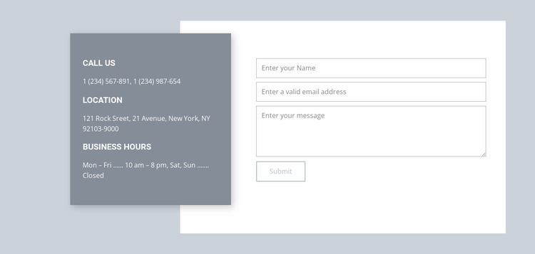 Our contacts Website Mockup