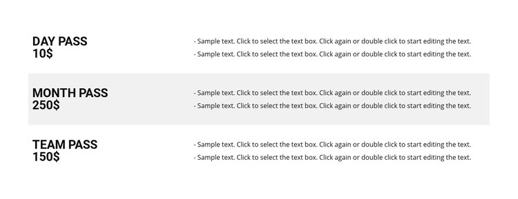 Pricing list Html Code Example