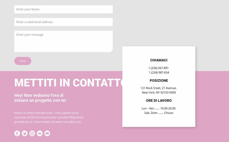 I nostri contatti e modulo di contatto Costruttore di siti web HTML