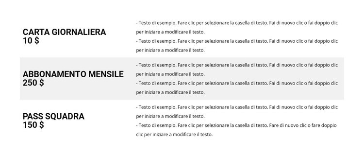 Listino prezzi Mockup del sito web