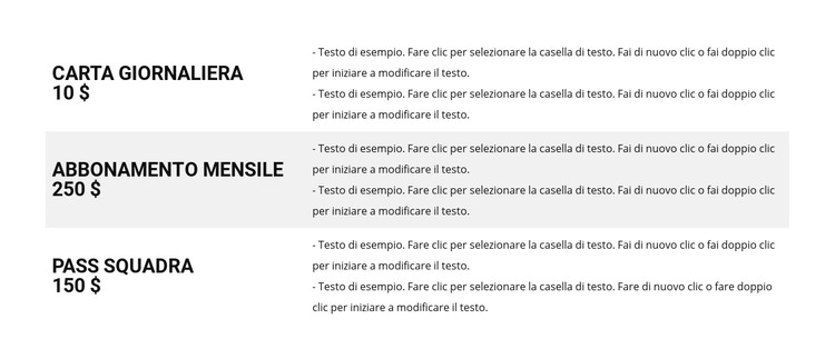 Listino prezzi Modello HTML