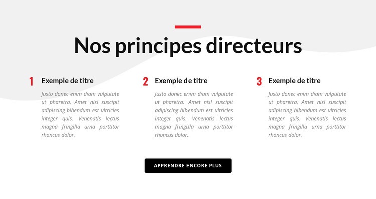Nos principes directeurs Maquette de site Web