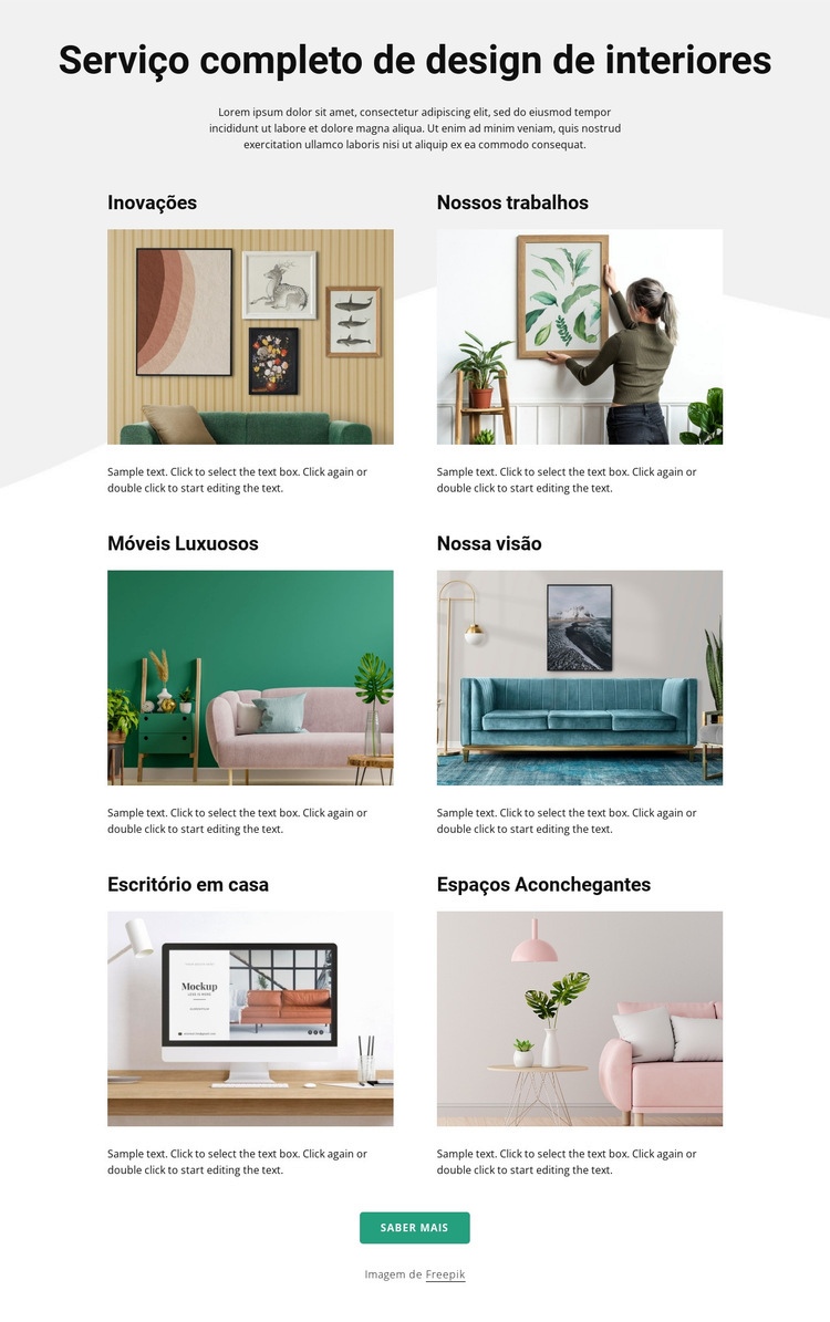 Serviços completos de design Design do site